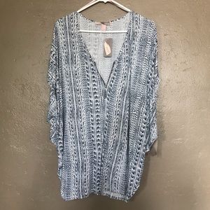 NWT Flowy Boho Dolman Sleeve Top with Zip Collar